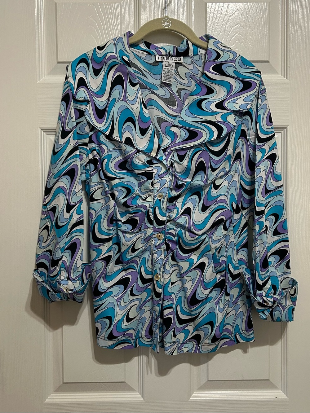MISHCA Blue & Purple Swirl Button-Down Blouse